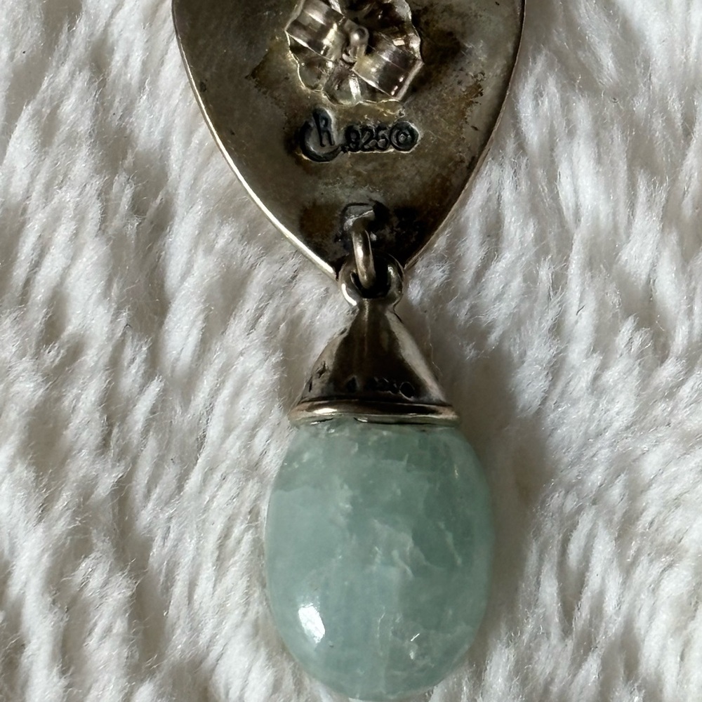 Carolyn Pollack Jade earrings made in 925 Sterling Silver. - Picture 2 of 5